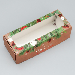 Изображение Коробка для рулетов с окном «Счастья в новом году», 26×10×8 см